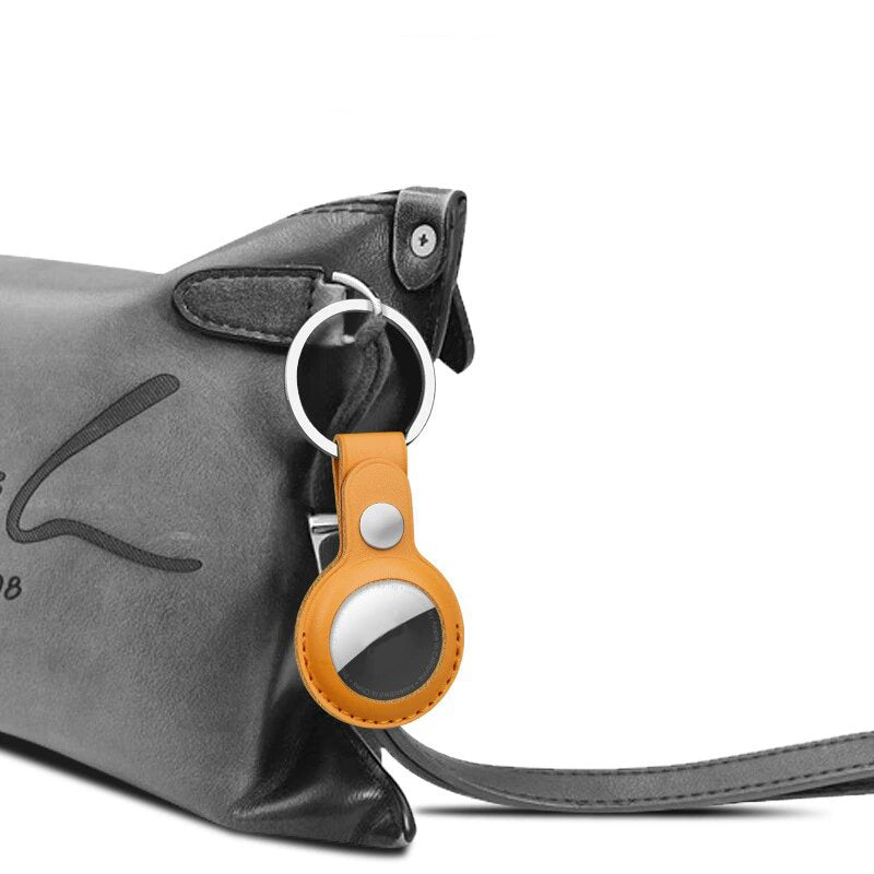 Premium PU Leather AirTag Keyring Case