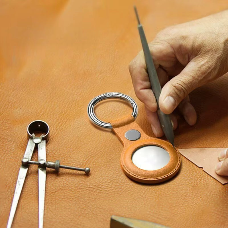 Premium PU Leather AirTag Keyring Case